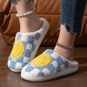 Checkered Smiley Face Slippers