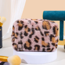 Load image into Gallery viewer, Leopard Print Zipper Plush Cosmetic Bag
