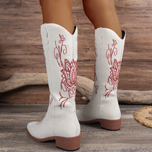 Load image into Gallery viewer, Bright White Leather Embroidered Western Cowgirl Boots
