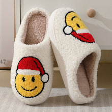 Load image into Gallery viewer, Santa Hat Smiley Face Slippers
