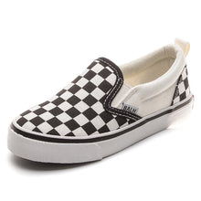 Load image into Gallery viewer, Womens and Kids Black and White Checker Slip-ons
