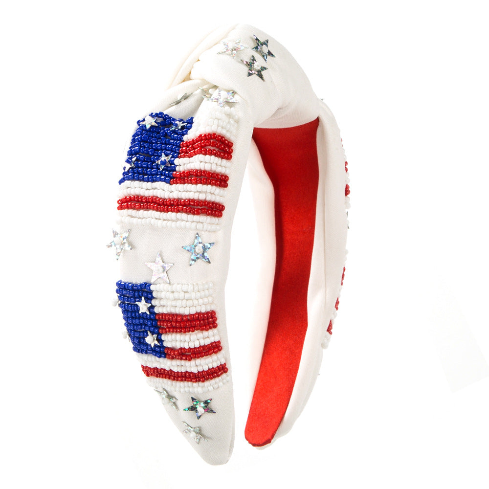 Flag Hand-sewn Bead Headband