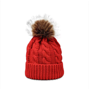 Fur Ball Knitted Hat