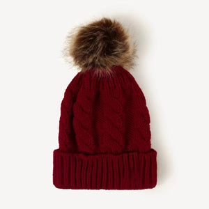 Fur Ball Knitted Hat