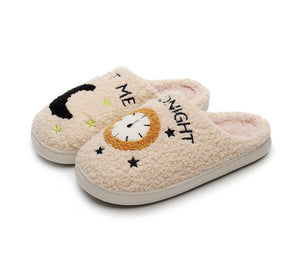 Clock Warm Indoor Cotton Slippers