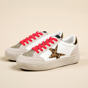 Glitter Patchwork Lace-up Sneakers