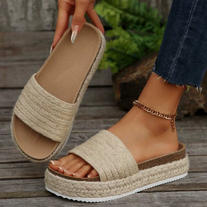 Platform Bottom Hemp Rope Sandals