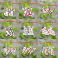 Load image into Gallery viewer, Easter Bow Cross Bunny Earrings
