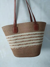 Load image into Gallery viewer, Straw Woven Striped Vacation One Shoulder Bag
