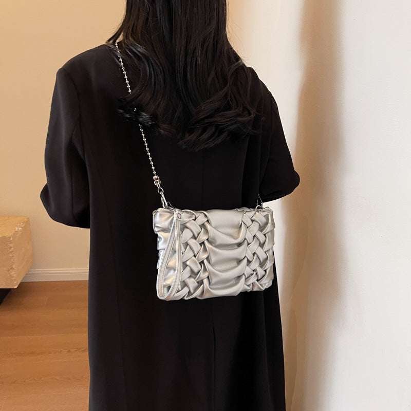 Woven Textured Fashion Leather Shoulder Bag