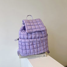 Load image into Gallery viewer, Solid Flapped Quilted Puffer Backpack
