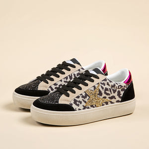 Glitter Patchwork Lace-up Sneakers