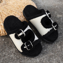 Load image into Gallery viewer, Block Buckle Decor Fuzzy Slippers
