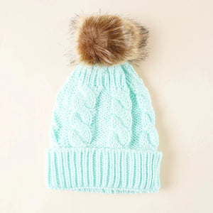 Fur Ball Knitted Hat