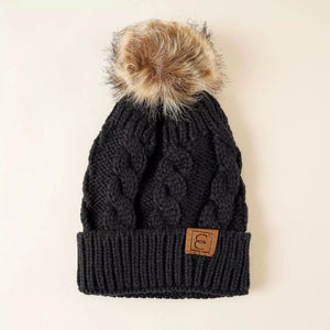 Fur Ball Knitted Hat