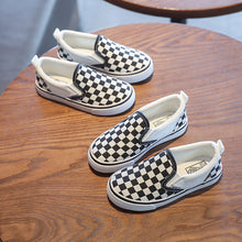 Load image into Gallery viewer, Womens and Kids Black and White Checker Slip-ons
