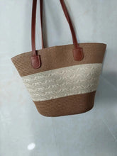 Load image into Gallery viewer, Straw Woven Striped Vacation One Shoulder Bag
