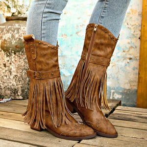 Studded Belt Buckle Boots