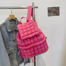 Load image into Gallery viewer, Solid Flapped Quilted Puffer Backpack
