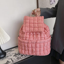 Load image into Gallery viewer, Solid Flapped Quilted Puffer Backpack
