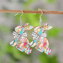 Load image into Gallery viewer, Easter Bow Cross Bunny Earrings
