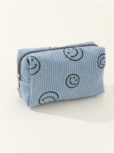 Smiley Corduroy Cosmetic Bag