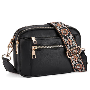 Colorblock Multi-Function Zipper Crossbody Bag