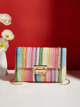 Load image into Gallery viewer, Multicolour Bohemian Woven Gold Chain Shoulder Bag
