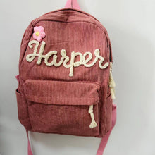 Load image into Gallery viewer, Corduroy Large Capacity Backpack with Personalized Name
