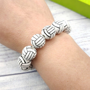 Soccer Volleyball Wooden Bead Bracelet|3pcs