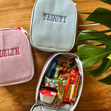 Load image into Gallery viewer, Custom Embroidered Name Kids Seersucker Backpack
