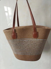 Load image into Gallery viewer, Straw Woven Striped Vacation One Shoulder Bag
