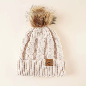 Fur Ball Knitted Hat