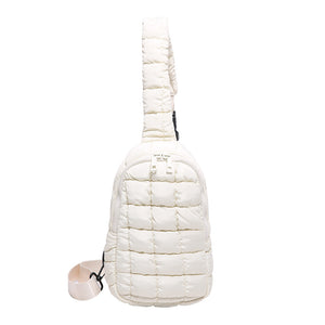 Four Leaf Clover Zipper Quilted Puffer Crossbody Bag