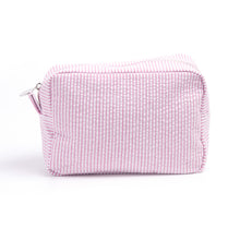 Load image into Gallery viewer, Custom Embroidered Name Seersucker Cosmetic Bag
