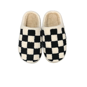 Checkerboard Plush Slippers