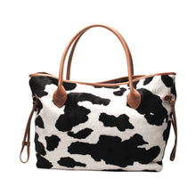 Load image into Gallery viewer, Large-Capacity Plush Cow Print Tote Bag
