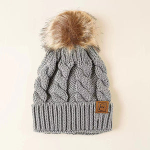 Fur Ball Knitted Hat