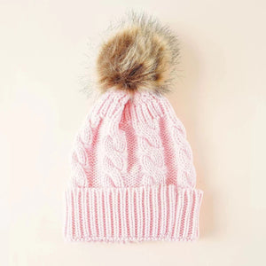 Fur Ball Knitted Hat