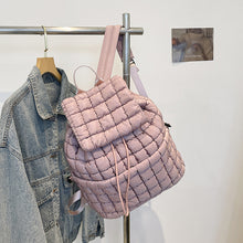 Load image into Gallery viewer, Solid Flapped Quilted Puffer Backpack
