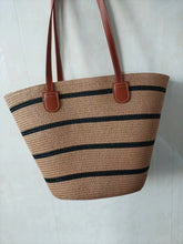 Load image into Gallery viewer, Straw Woven Striped Vacation One Shoulder Bag
