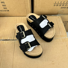 Load image into Gallery viewer, Suede Buckle Decor Footbed Sandal Slippers
