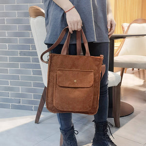 Detachable Shoulder Strap Large Corduroy Bag