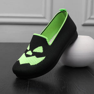 Halloween Pumpkin Face Slip On Flats