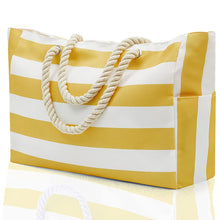 Load image into Gallery viewer, Striped Rope Handle Canvas Large Tote Bag
