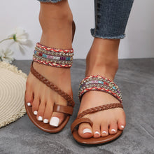 Load image into Gallery viewer, Beaded Woven Strap Toe Ring Slippers
