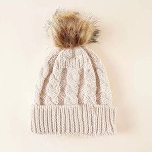 Fur Ball Knitted Hat