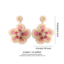 Load image into Gallery viewer, Hand-Beaded Floral Rice Bead Earrings
