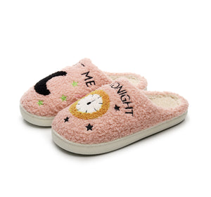 Clock Warm Indoor Cotton Slippers