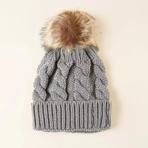 Fur Ball Knitted Hat